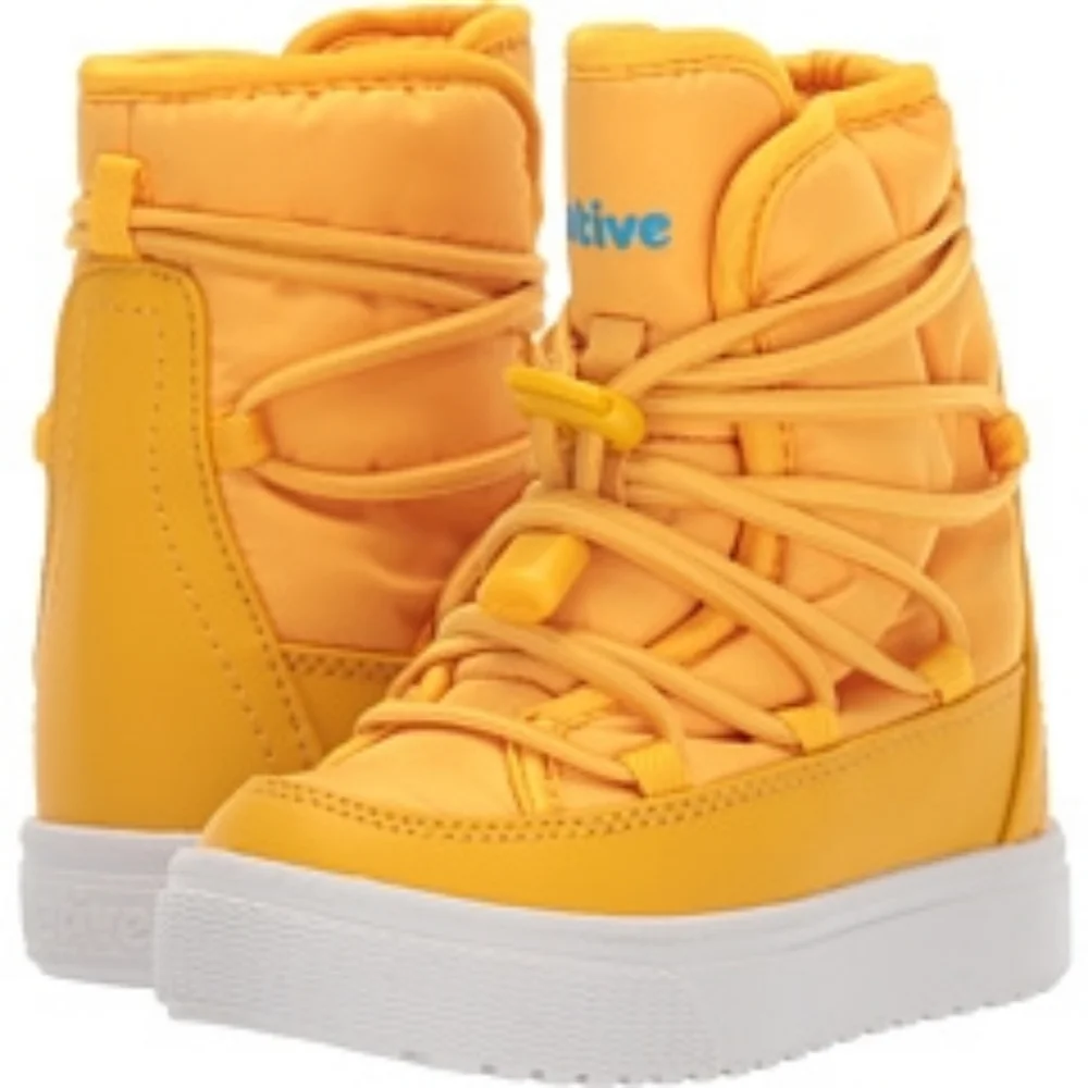 Native Kids 13 Chamonix Yellow High-Top Winter Snow Boots Puffy Quilted Fleece